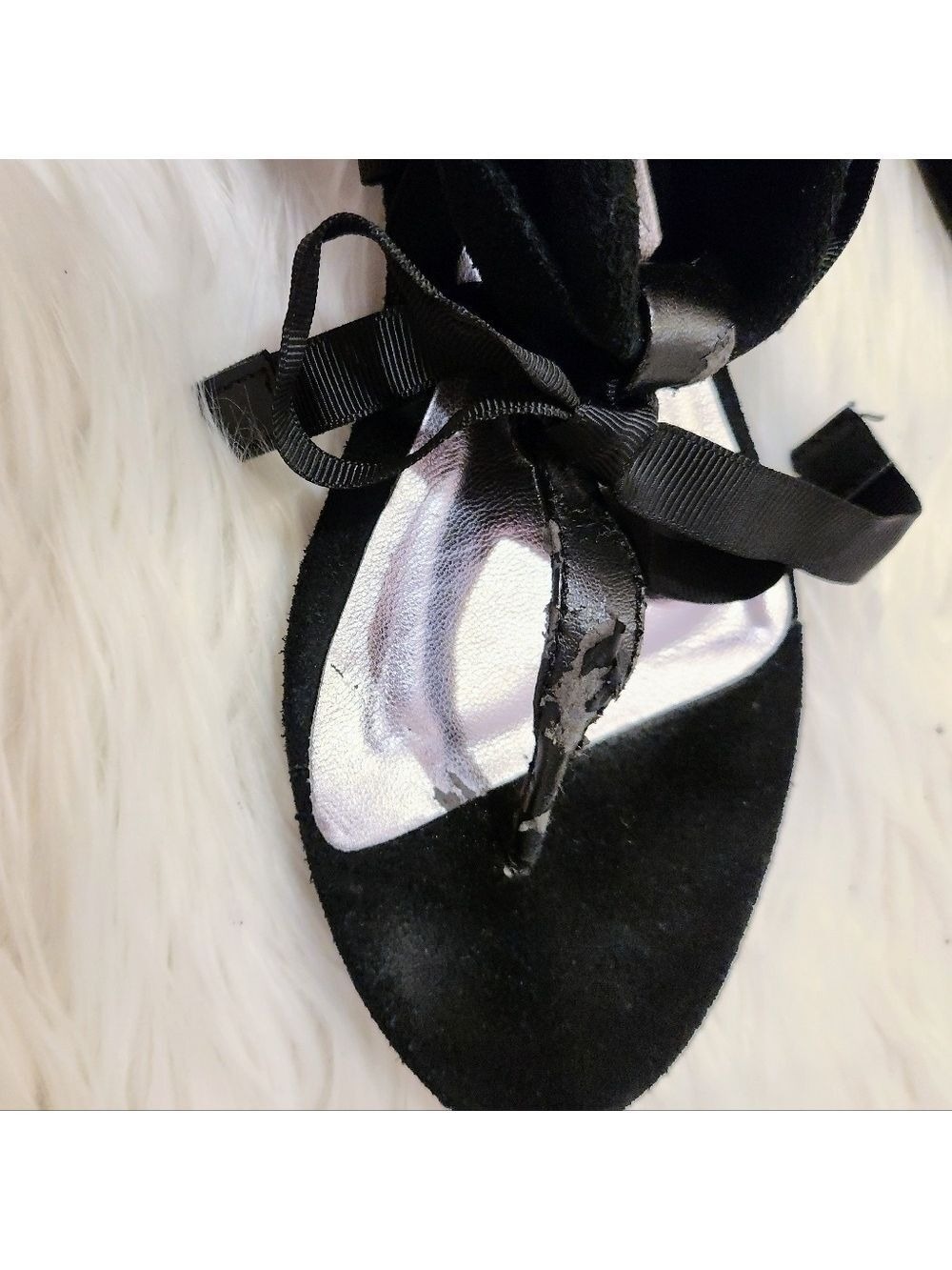 Chinese Laundry Black Suede Thong Flat Sandals Size 7.5 Medium - Picture 12 of 12